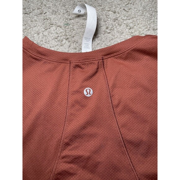 Lululemon Muscle Love Crop Tank Size 10 Orange Red Classic Sports Logo - Picture 5 of 5